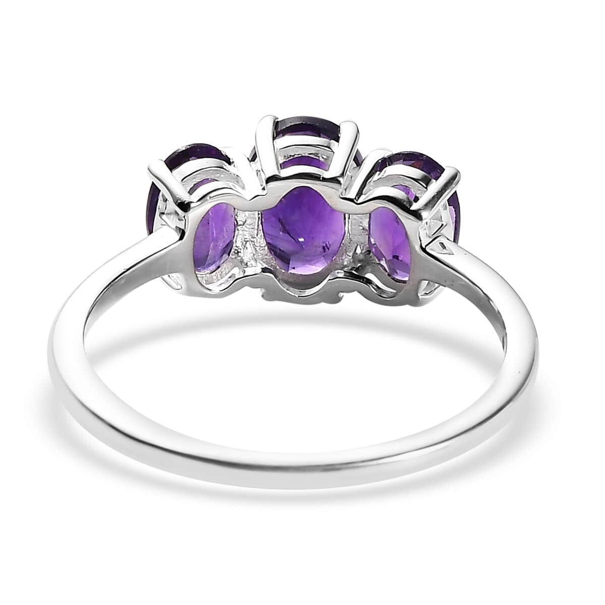 Doorbuster African Amethyst 3 Stone Ring in Sterling Silver (Size 10.0) 1.50 ctw image number 4