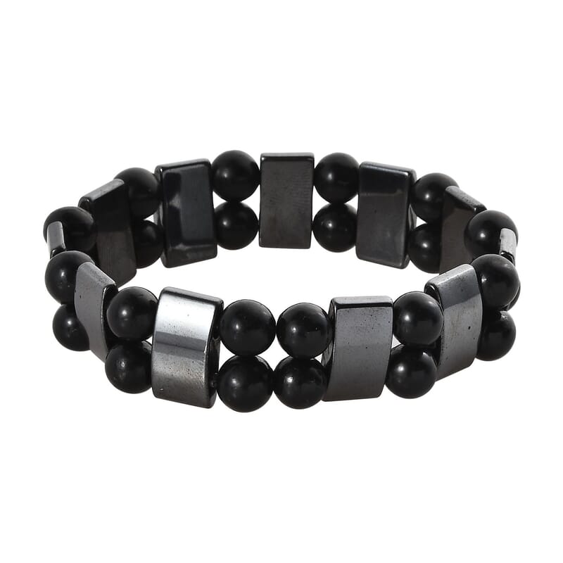 Hematite and Shungite Stretch Bracelet 222.00 ctw