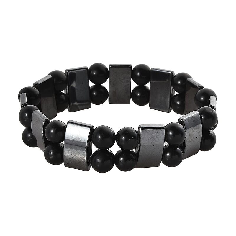 Hematite and Shungite Stretch Bracelet 222.00 ctw