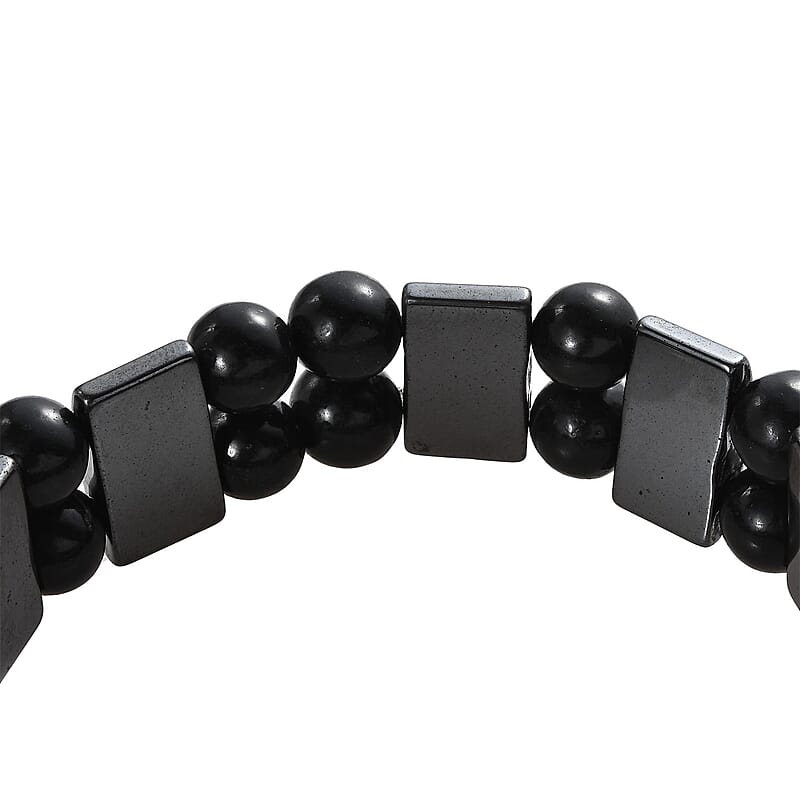 Hematite and Shungite Stretch Bracelet 222.00 ctw
