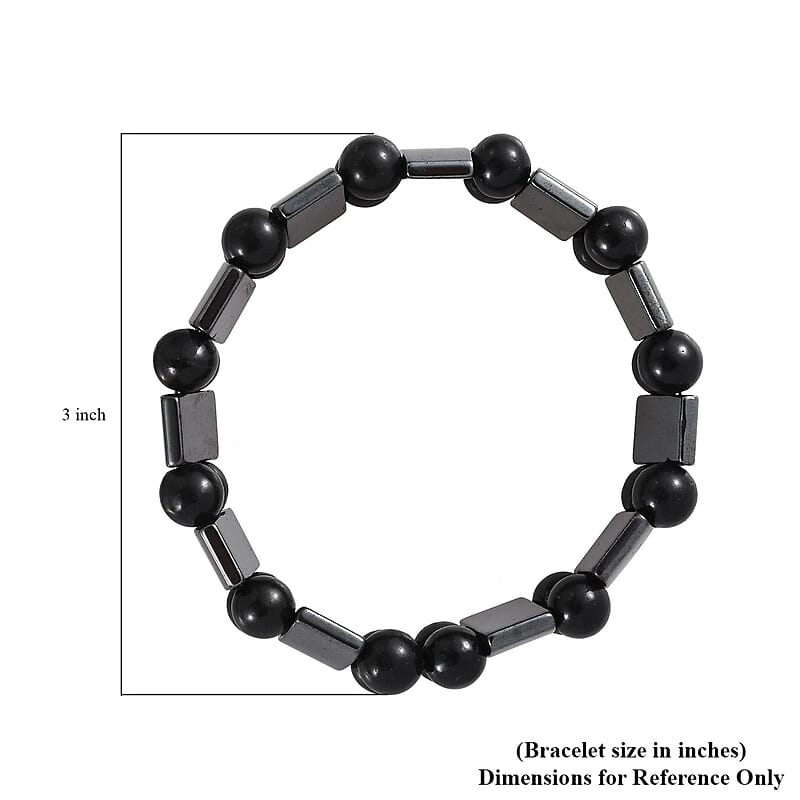 Hematite and Shungite Stretch Bracelet 222.00 ctw