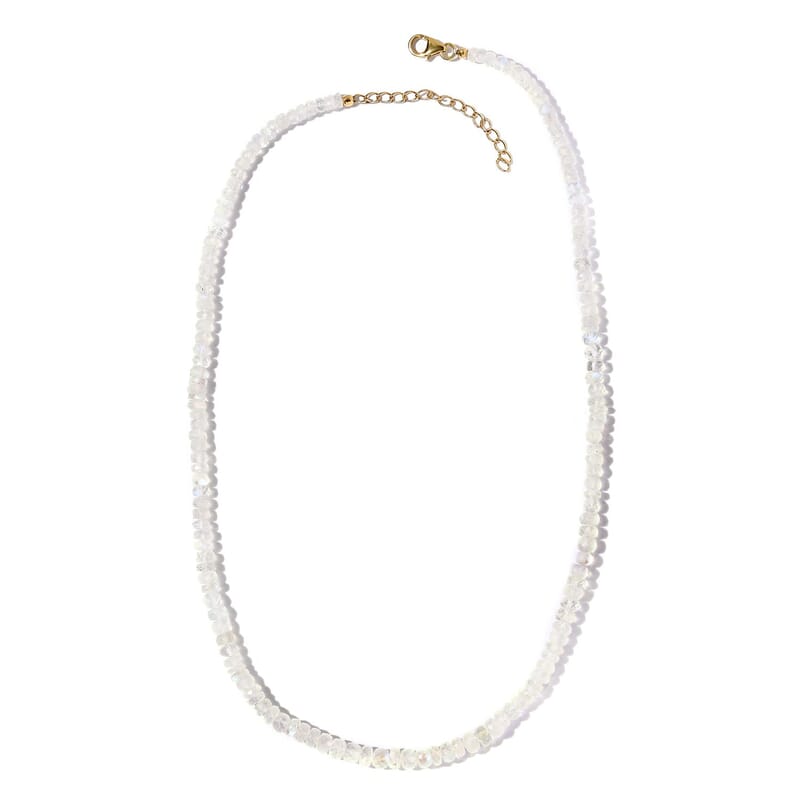 Kuisa Rainbow Moonstone Beaded Necklace 18-20 Inches in Vermeil Yellow Gold Over Sterling Silver 80.00 ctw