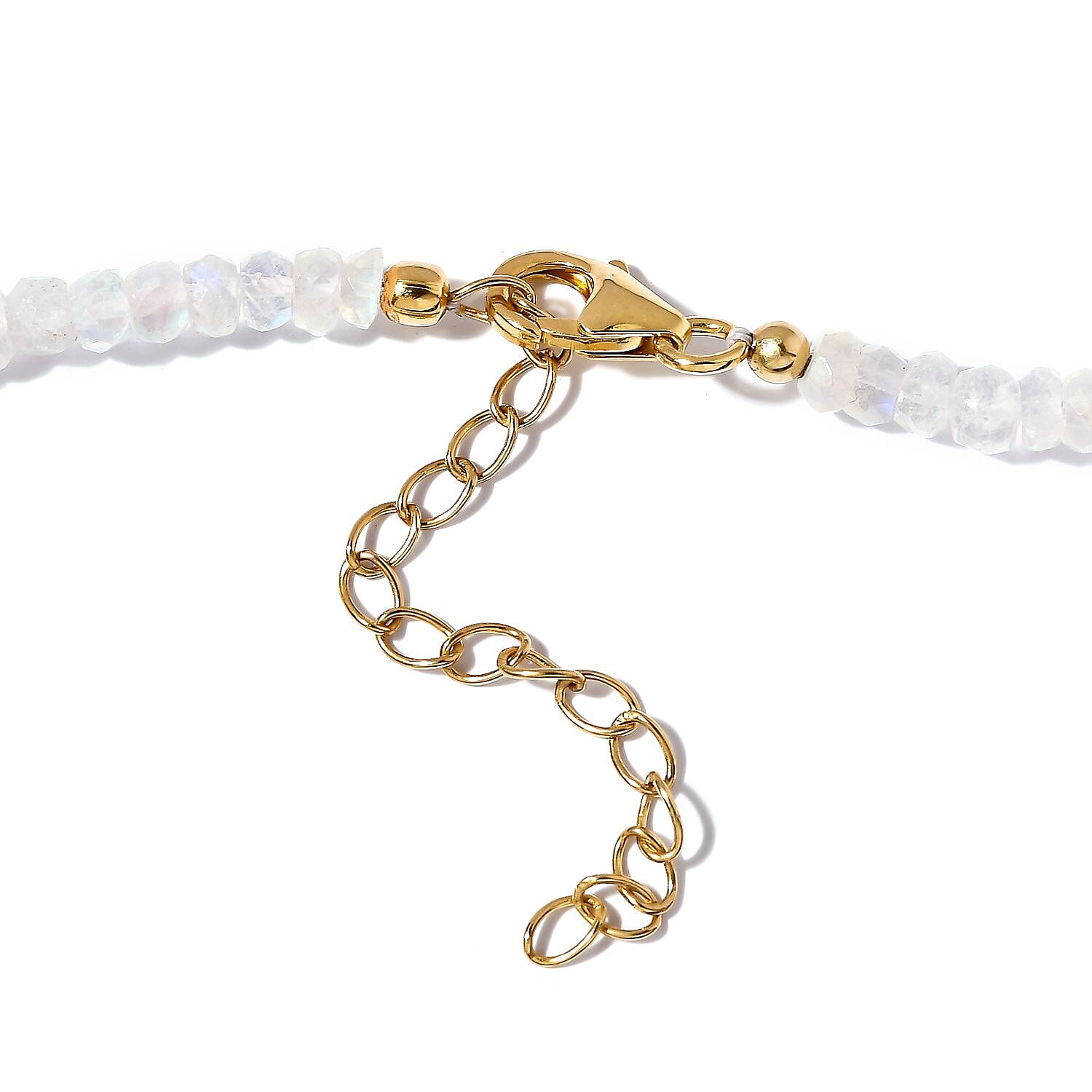 Kuisa Rainbow Moonstone Beaded Necklace 18-20 Inches in Vermeil Yellow Gold Over Sterling Silver 80.00 ctw