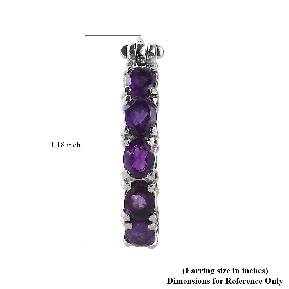 African Amethyst Inside Out Hoop Earrings in Stainless Steel 5.35 ctw