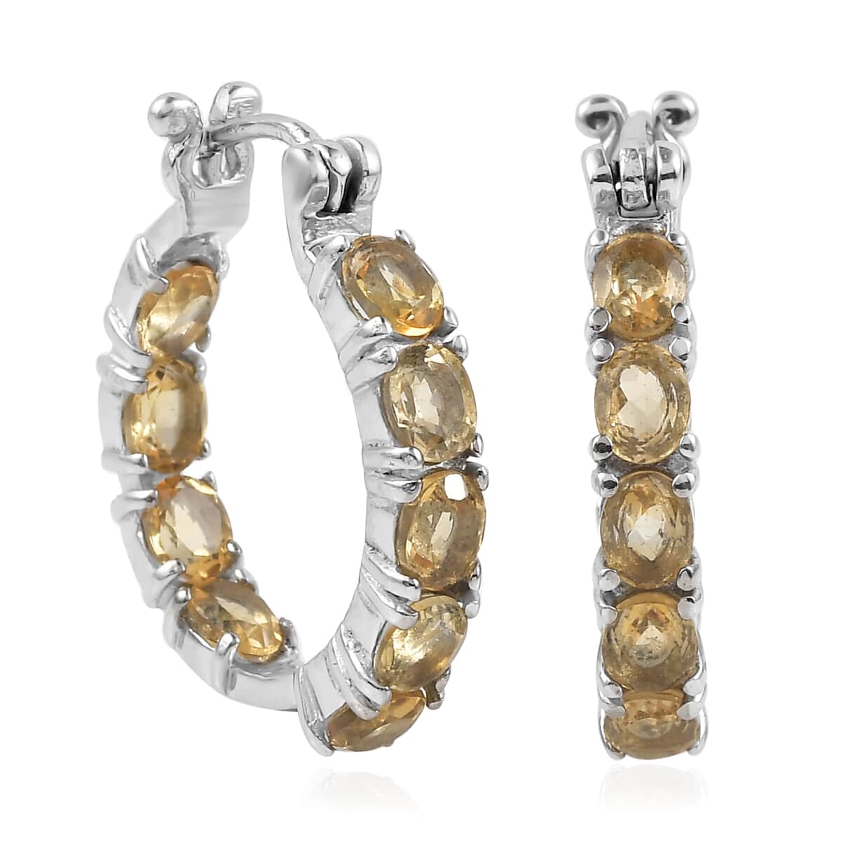 Brazilian Citrine Inside Out Hoop Earrings in Stainless Steel 5.25 ctw image number 0