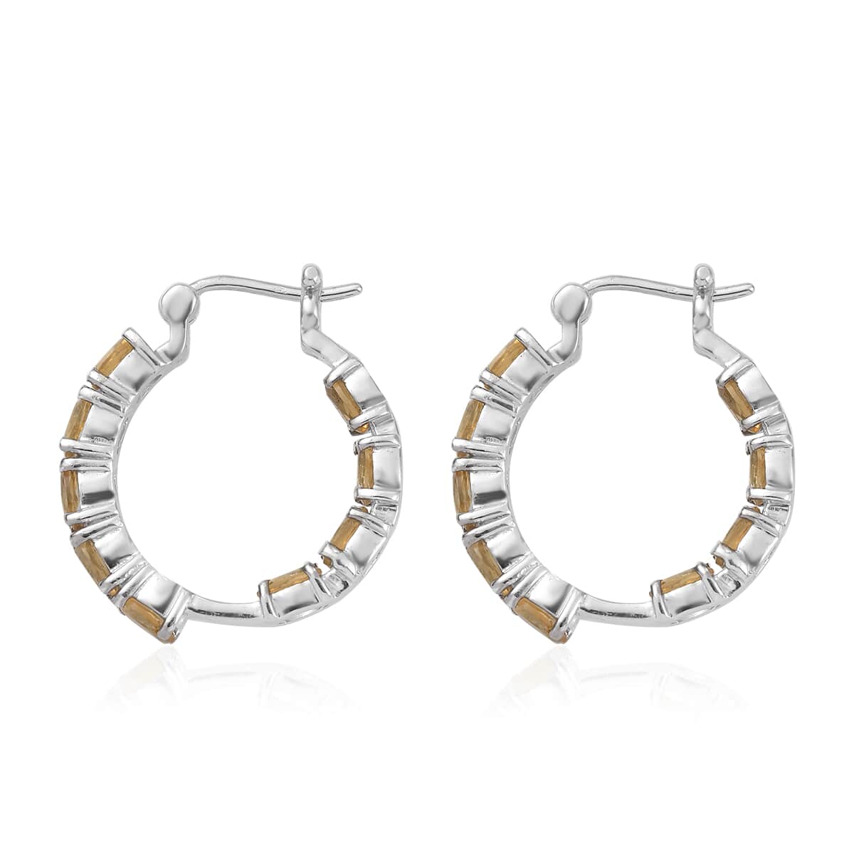 Brazilian Citrine Inside Out Hoop Earrings in Stainless Steel 5.25 ctw image number 3