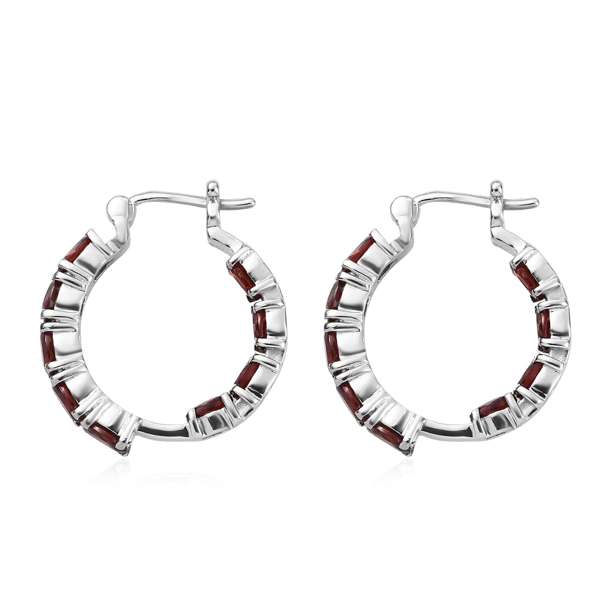 Buy Mozambique Garnet Inside Out Hoop Earrings in Stainless Steel 5.15 ...