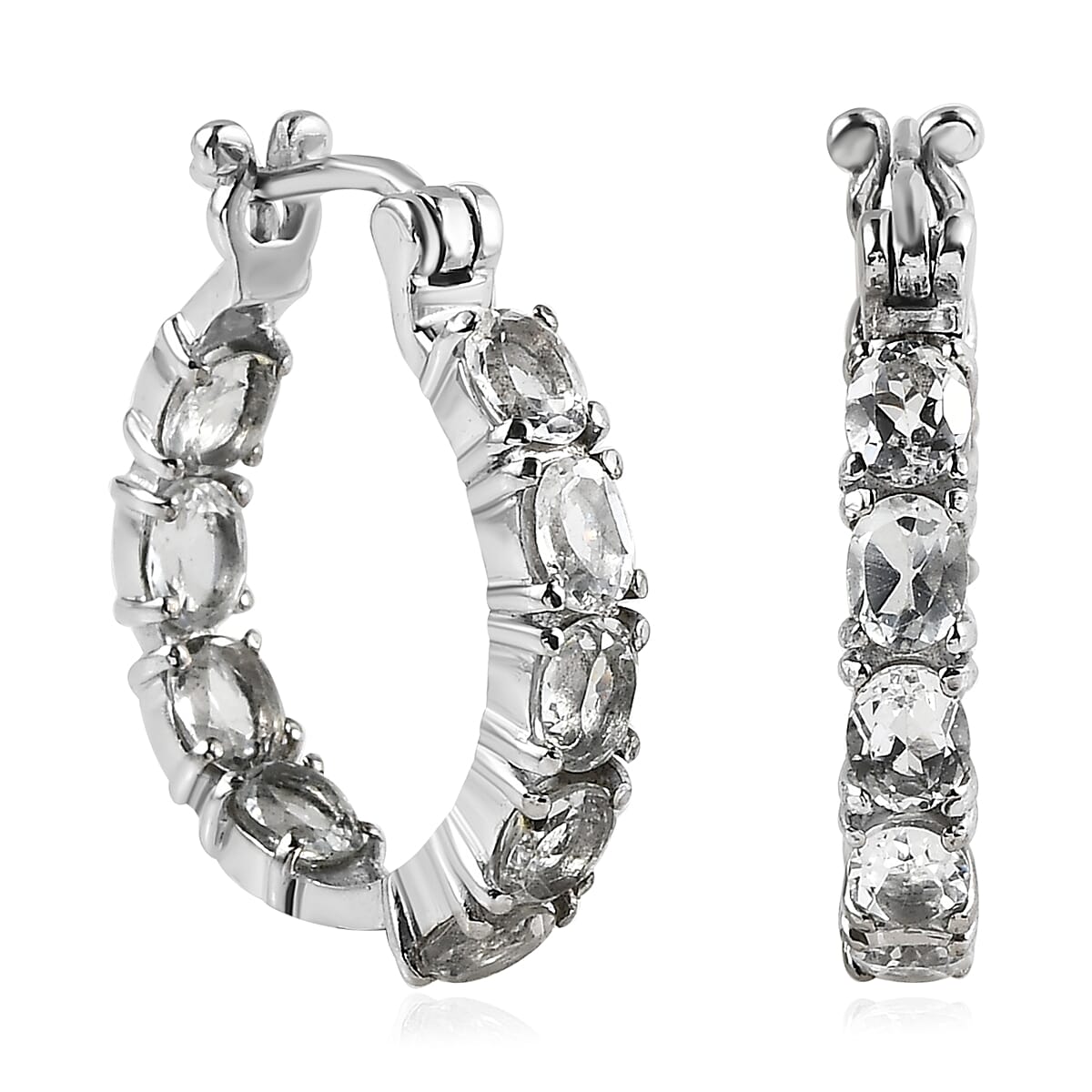 White Topaz Inside Out Hoop Earrings in Stainless Steel 5.25 ctw image number 0