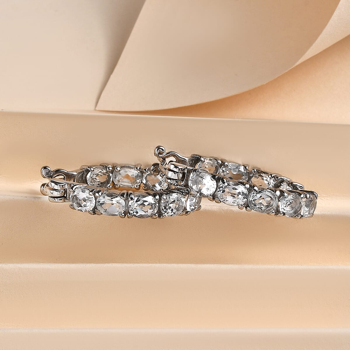 White Topaz Inside Out Hoop Earrings in Stainless Steel 5.25 ctw image number 1