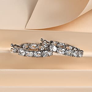 White Topaz Inside Out Hoop Earrings in Stainless Steel 5.25 ctw