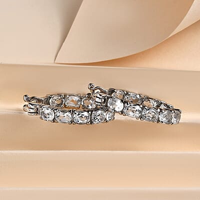 White Topaz Inside Out Hoop Earrings in Stainless Steel 5.25 ctw