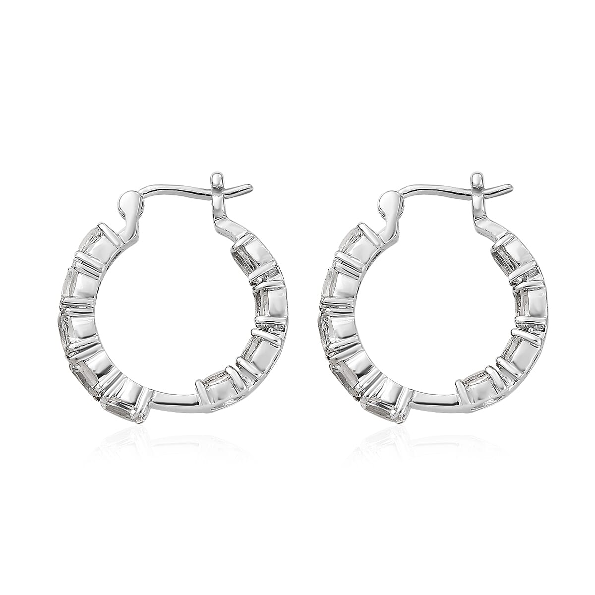 White Topaz Inside Out Hoop Earrings in Stainless Steel 5.25 ctw image number 3