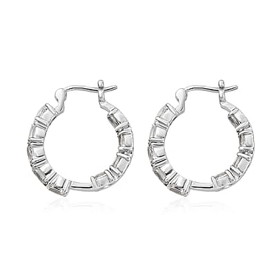 White Topaz Inside Out Hoop Earrings in Stainless Steel 5.25 ctw