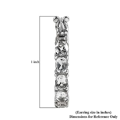 White Topaz Inside Out Hoop Earrings in Stainless Steel 5.25 ctw