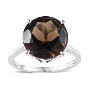 Brazilian Smoky Quartz Solitaire Ring in Sterling Silver (Size 6.0) 6.75 ctw