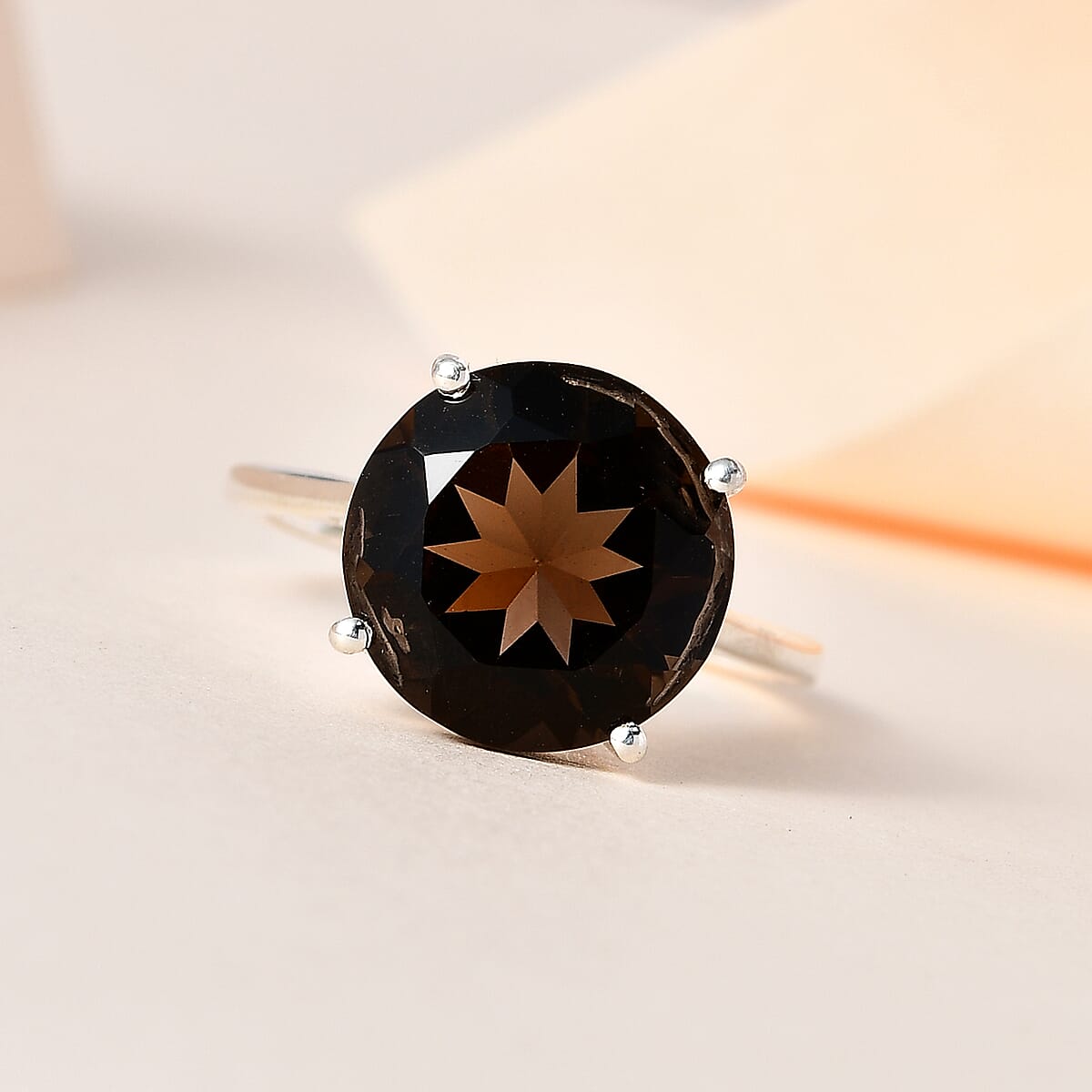 Brazilian Smoky Quartz Solitaire Ring in Sterling Silver (Size 7.0) 5.50 ctw image number 1
