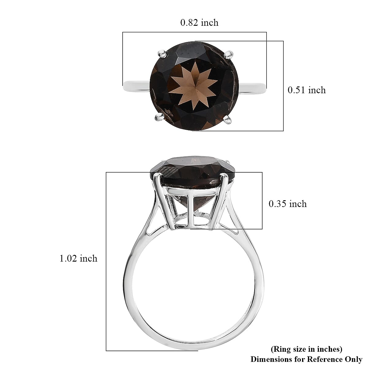 Brazilian Smoky Quartz Solitaire Ring in Sterling Silver (Size 7.0) 5.50 ctw image number 5