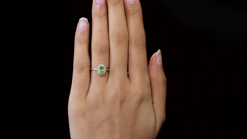 Luxoro 10K Yellow Gold Premium Sava Sphene and Moissanite Halo Ring (Size 10.0) 1.00 ctw