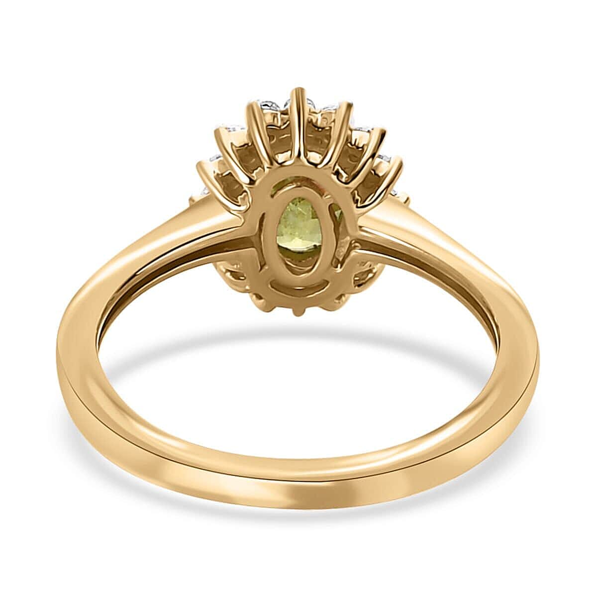 Luxoro 10K Yellow Gold Premium Sava Sphene and Moissanite Halo Ring (Size 10.0) 1.00 ctw