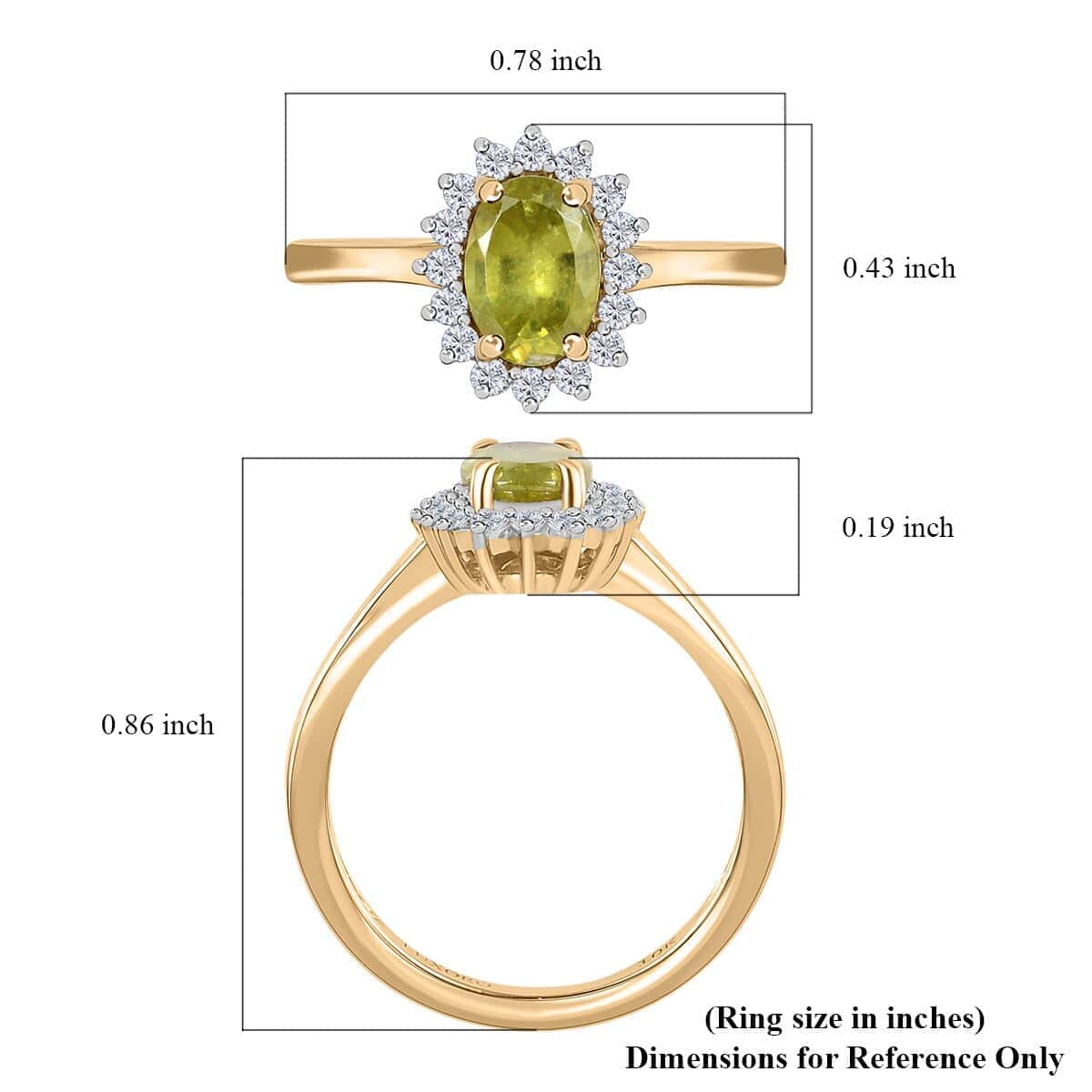 Luxoro 10K Yellow Gold Premium Sava Sphene and Moissanite Halo Ring (Size 10.0) 1.00 ctw image number 5