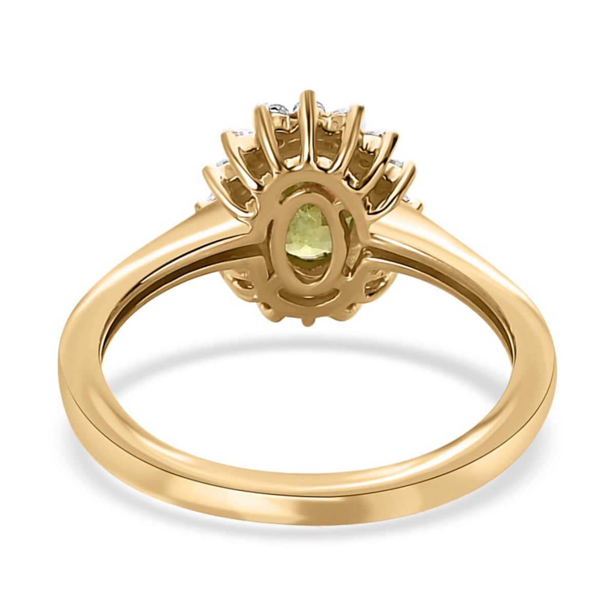 Luxoro 10K Yellow Gold Premium Sava Sphene and Moissanite Halo Ring (Size 7.0) 1.00 ctw image number 4