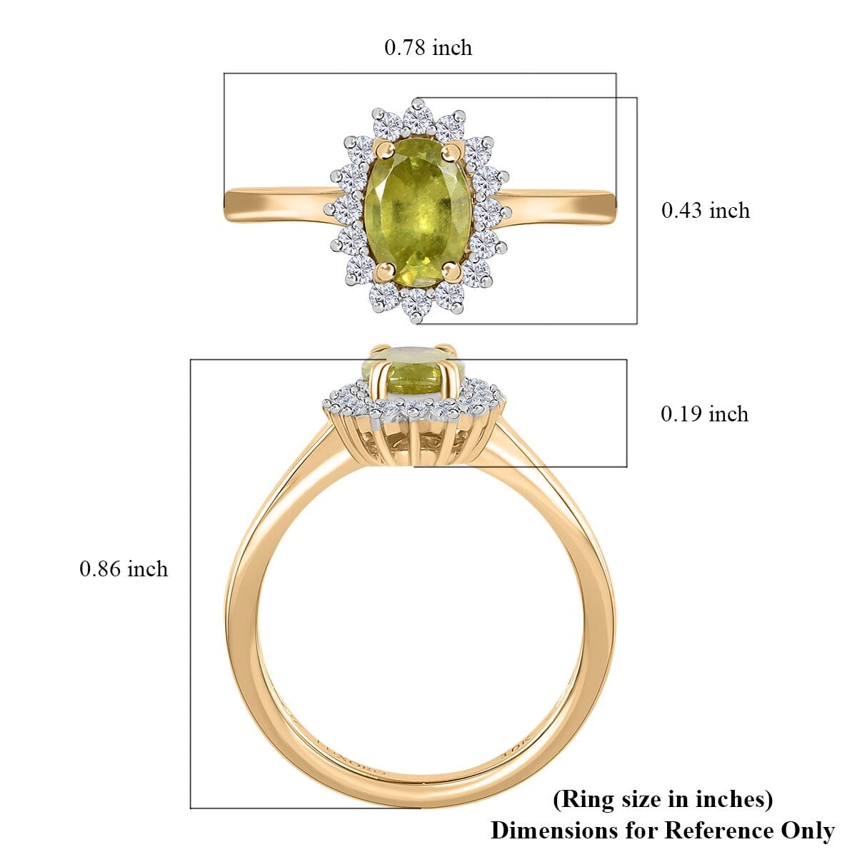 Luxoro 10K Yellow Gold Premium Sava Sphene and Moissanite Halo Ring (Size 9.0) 1.00 ctw image number 5