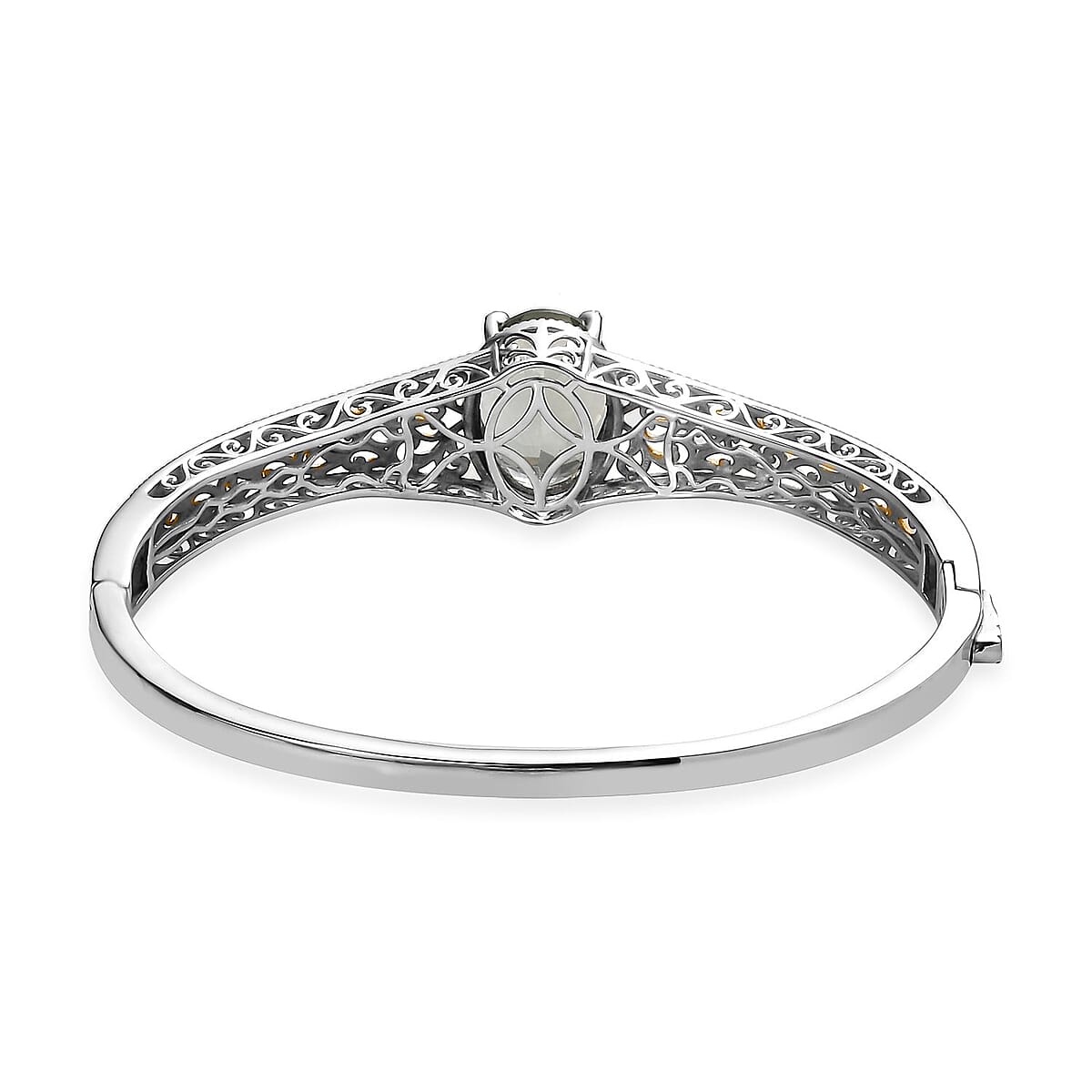 Karis Montezuma Prasiolite Bangle Bracelet in 18K YG Plated and Platinum Bond (7.25 In) 12.00 ctw image number 4