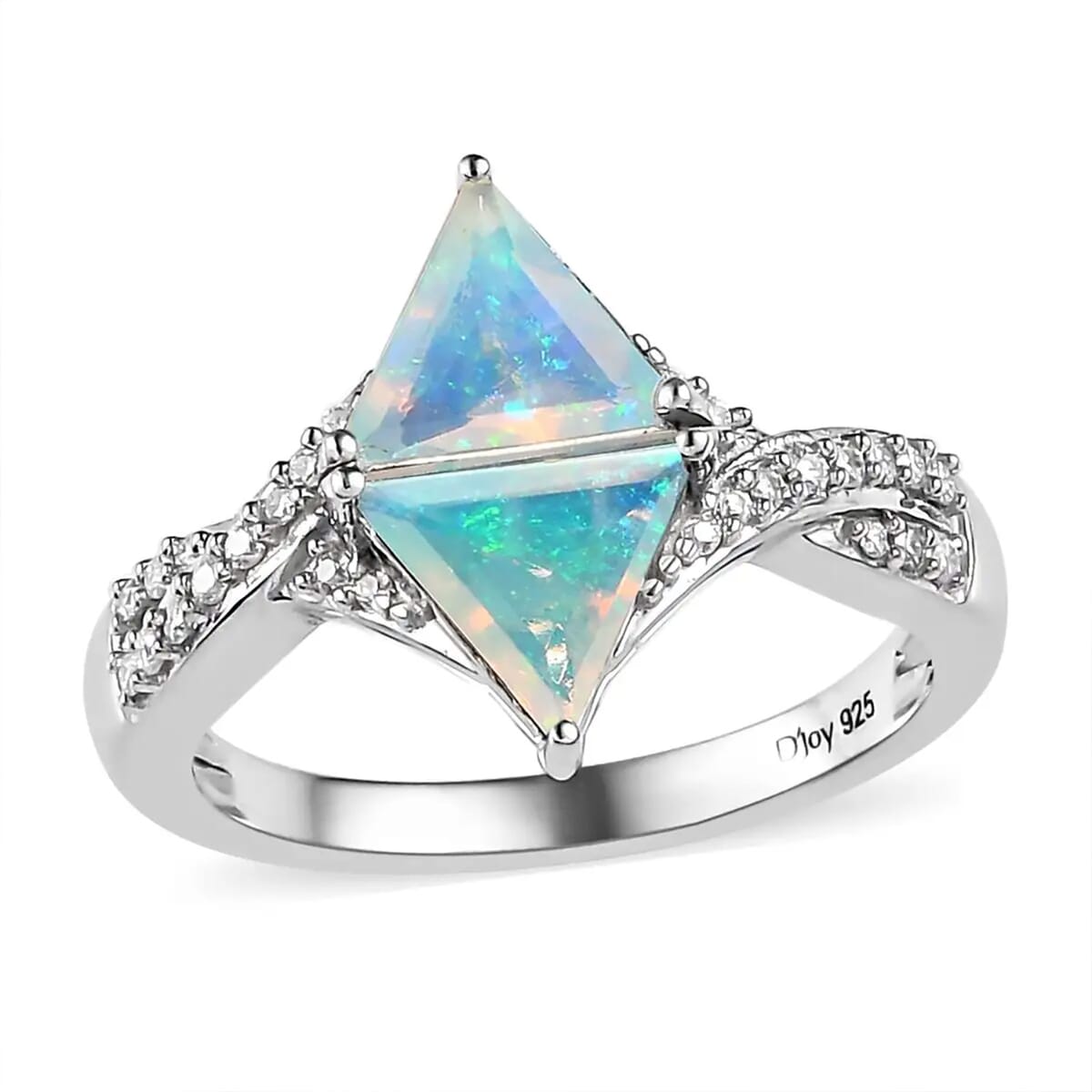 Premium Ethiopian Welo Opal and Moissanite Ring in Platinum Over Sterling Silver (Size 10.0) 1.10 ctw (Del. in 7-10 Days) image number 0