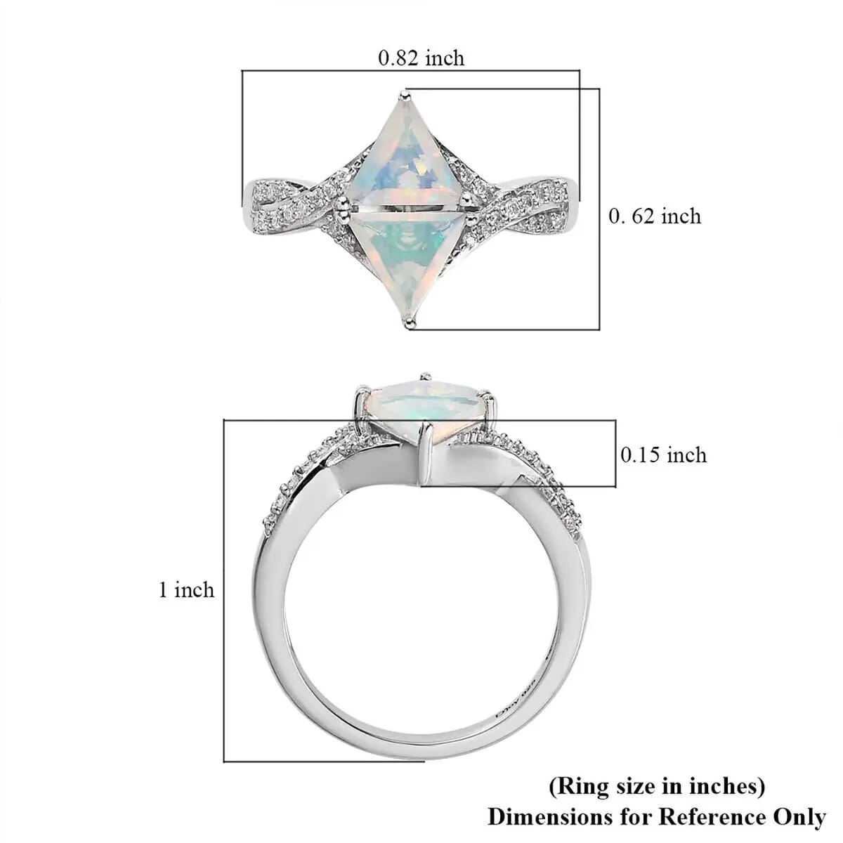 Premium Ethiopian Welo Opal and Moissanite Ring in Platinum Over Sterling Silver (Size 10.0) 1.10 ctw (Del. in 7-10 Days) image number 6