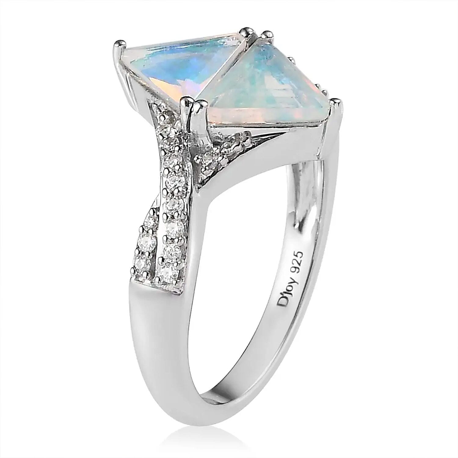 Premium Ethiopian Welo Opal and Moissanite Ring in Platinum Over Sterling Silver (Size 10.0) 1.40 ctw