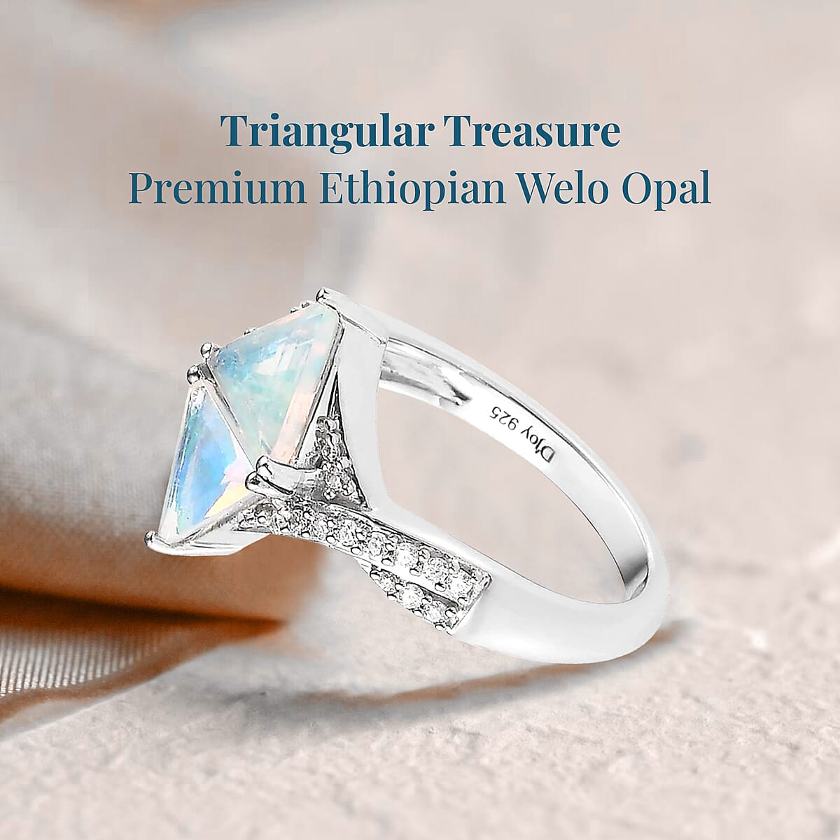 Premium Ethiopian Welo Opal and Moissanite Ring in Platinum Over Sterling Silver (Size 6.0) 1.40 ctw image number 2