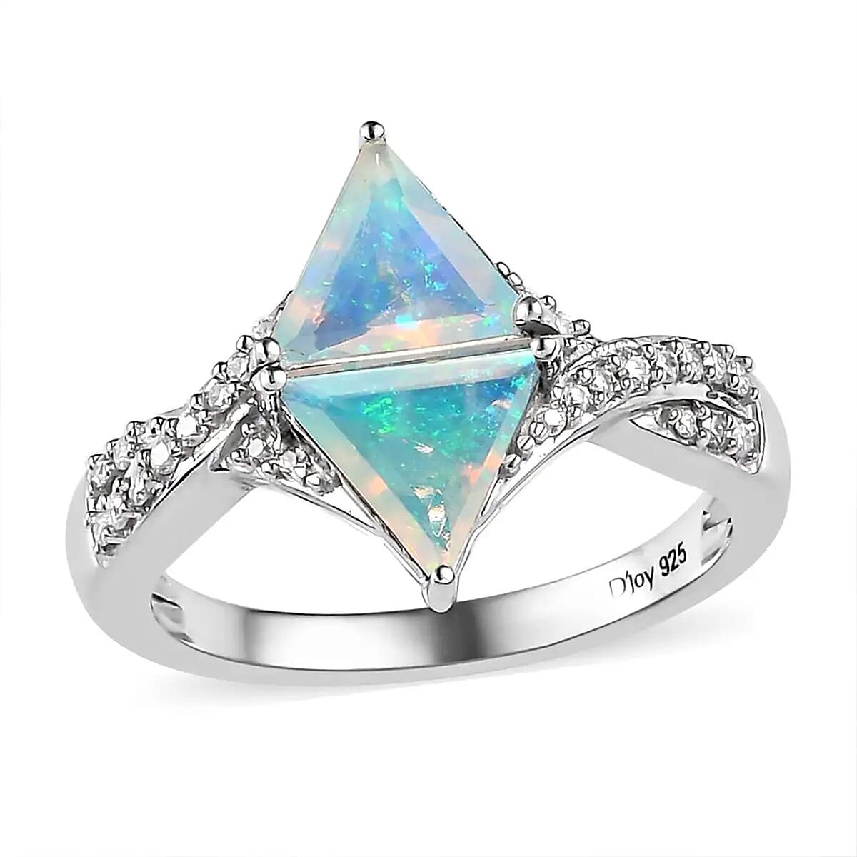 Premium Ethiopian Welo Opal and Moissanite 1.40 ctw Ring in Platinum Over Sterling Silver (Size 7.0) image number 0