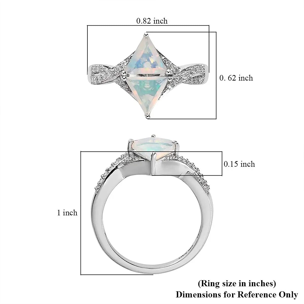 Premium Ethiopian Welo Opal and Moissanite 1.40 ctw Ring in Platinum Over Sterling Silver (Size 7.0) image number 6