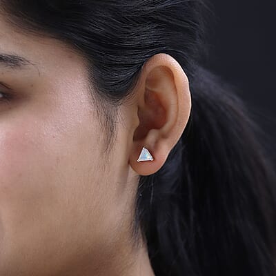 Premium Ethiopian Welo Opal Solitaire Stud Earrings in Platinum Over Sterling Silver 1.20 ctw