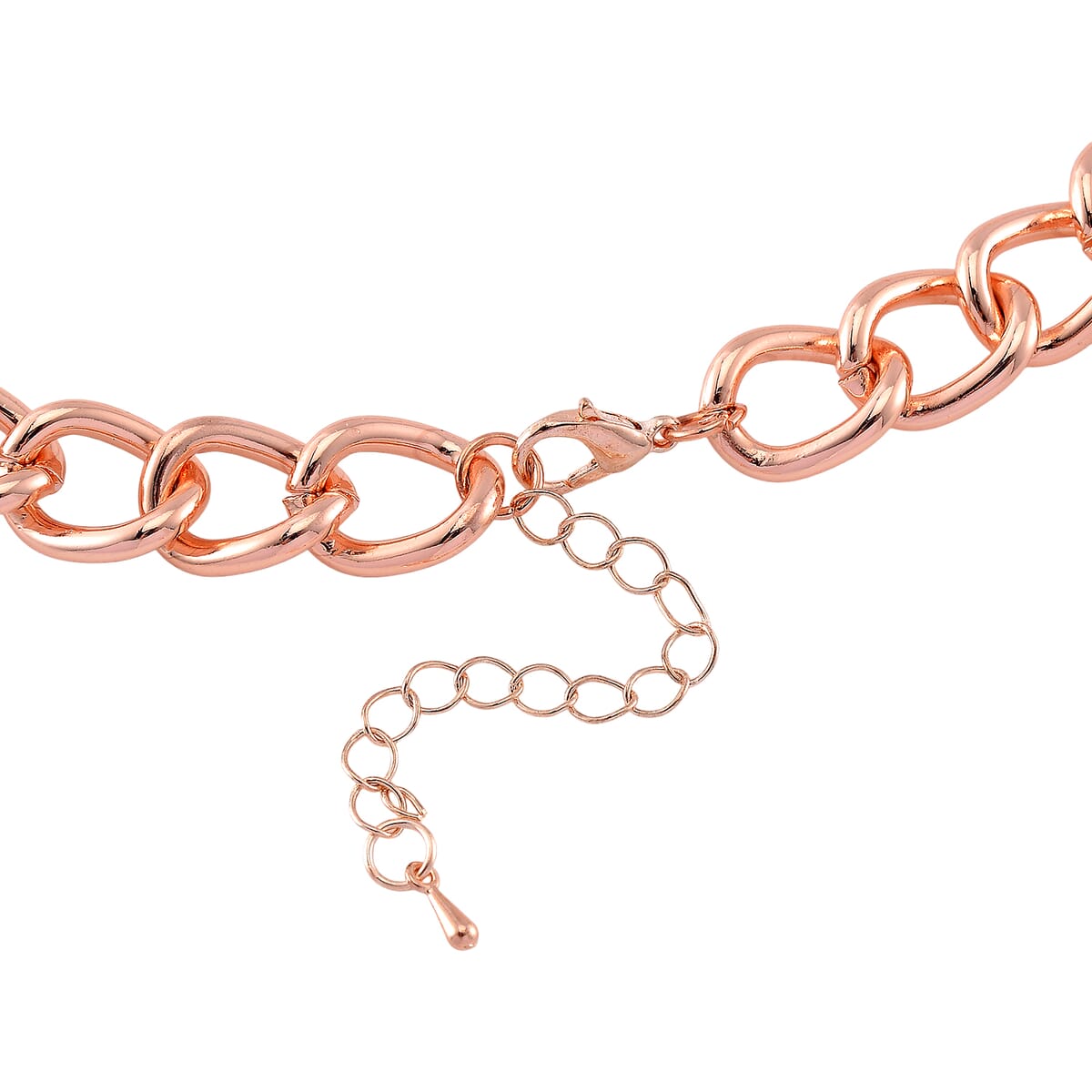 Black and White Austrian Crystal and Enameled Cuban Link Chain Necklace in Rosetone 20-22 Inches image number 3