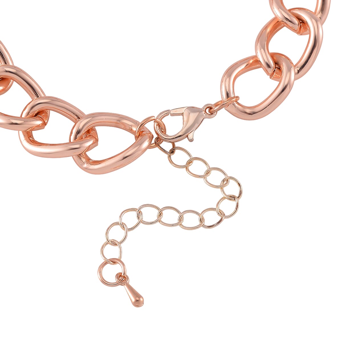 Value Buy Black and White Austrian Crystal and Enameled Cuban Link Chain Panther Bracelet in Rosetone (8.0-10In) image number 3