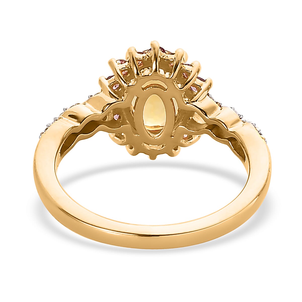 Premium Brazilian Heliodor and Multi Gemstone Halo Ring in Vermeil Yellow Gold Over Sterling Silver (Size 6.0) 1.50 ctw image number 4