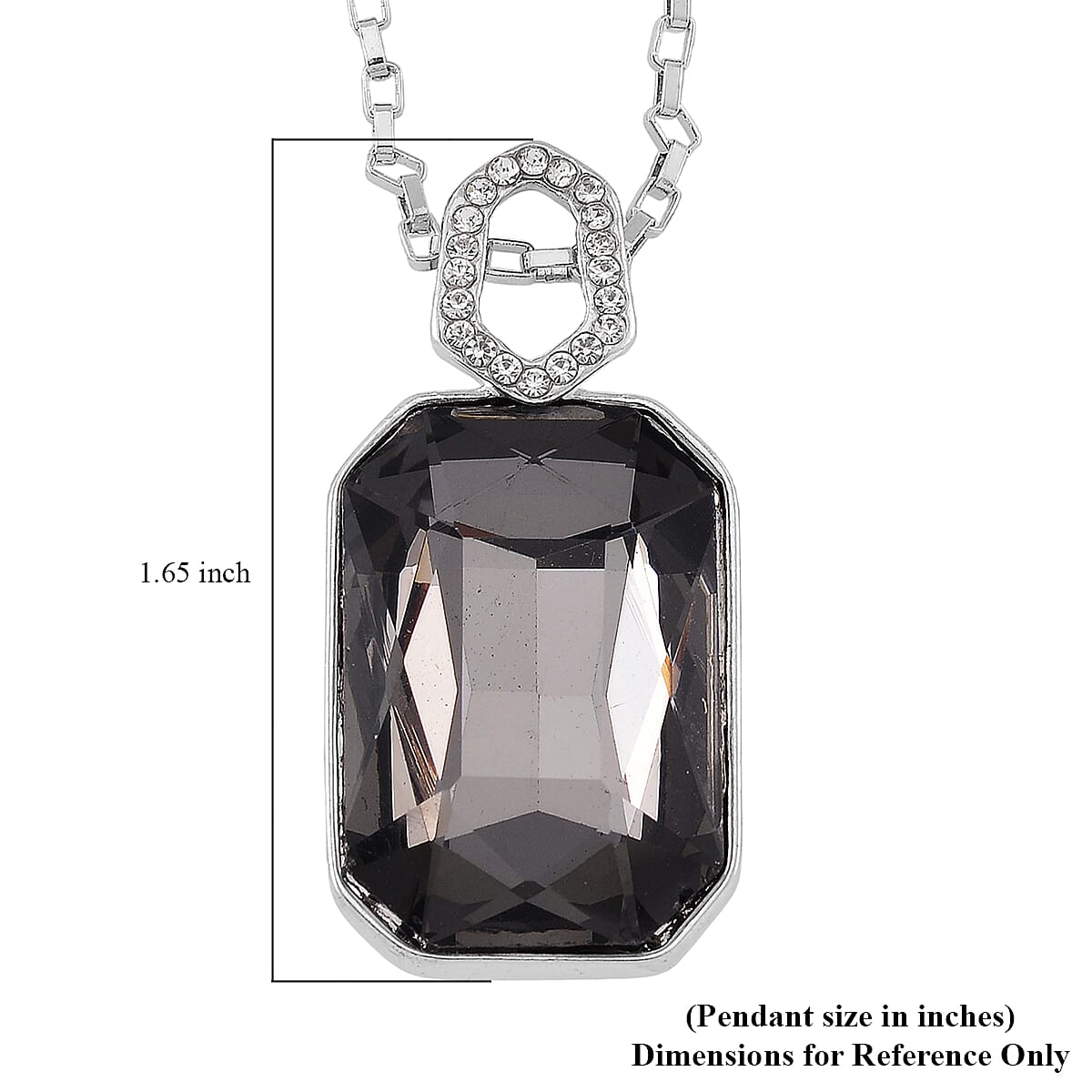 Green Glass and Austrian Crystal Necklace in Silvertone 20-22 Inches