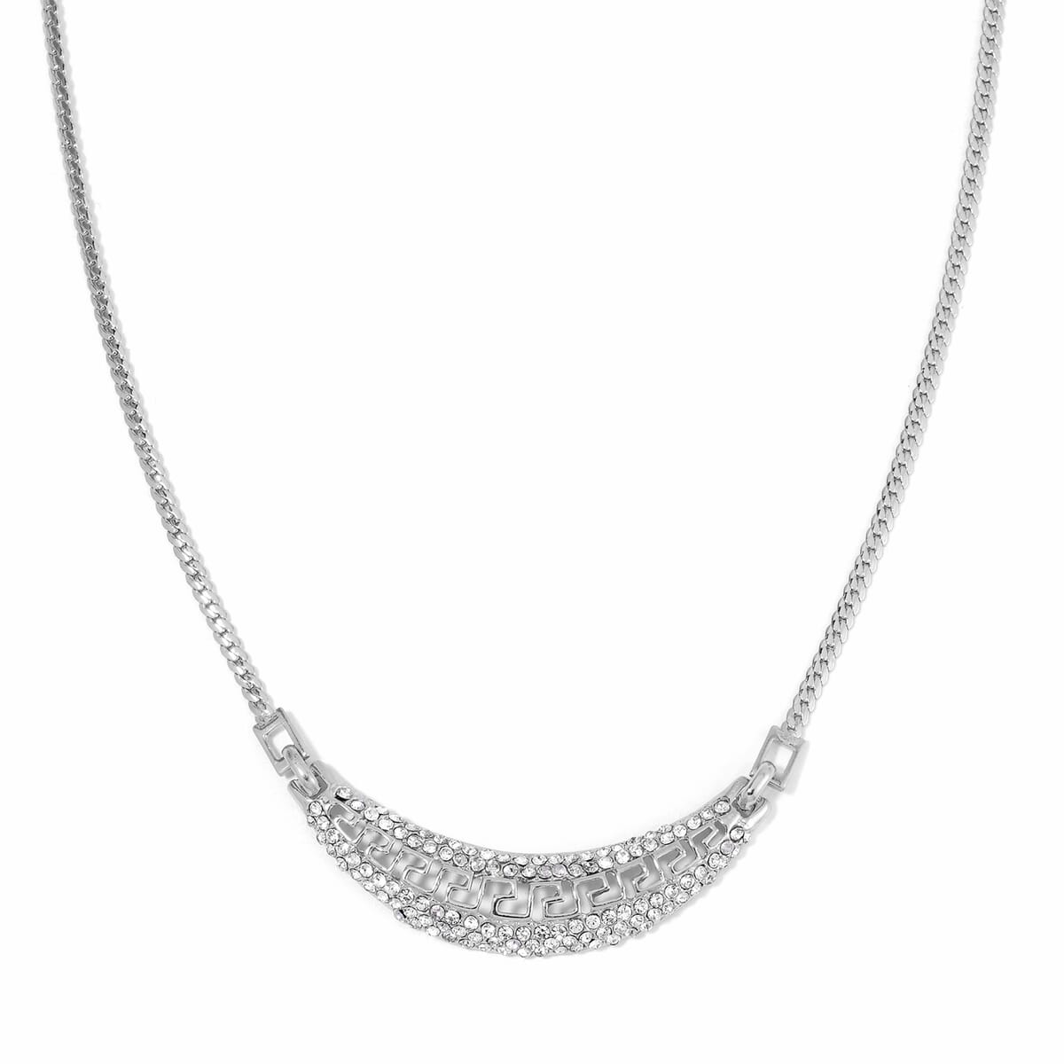 Austrian Crystal Half Moon Necklace in Silvertone 20-22 Inches image number 0