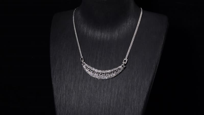 Austrian Crystal Half Moon Necklace in Slivertone (20-22 Inches)