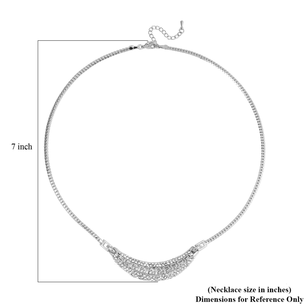 Austrian Crystal Half Moon Necklace in Silvertone 20-22 Inches image number 4