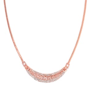 Austrian Crystal Half Moon Necklace in Rosetone 20-22 Inches