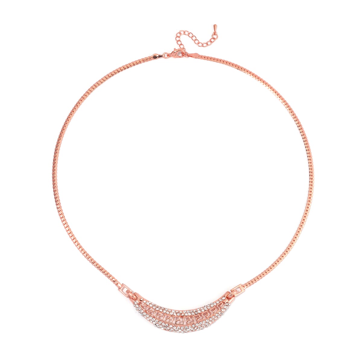 Austrian Crystal Half Moon Necklace in Rosetone 20-22 Inches image number 2