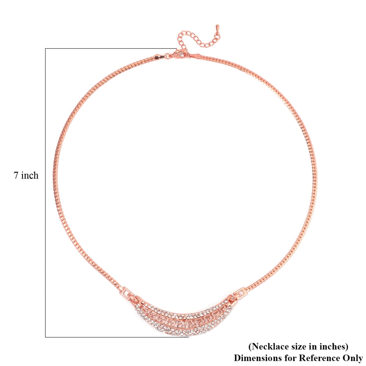 Austrian Crystal Half Moon Necklace in Rosetone 20-22 Inches image number 4
