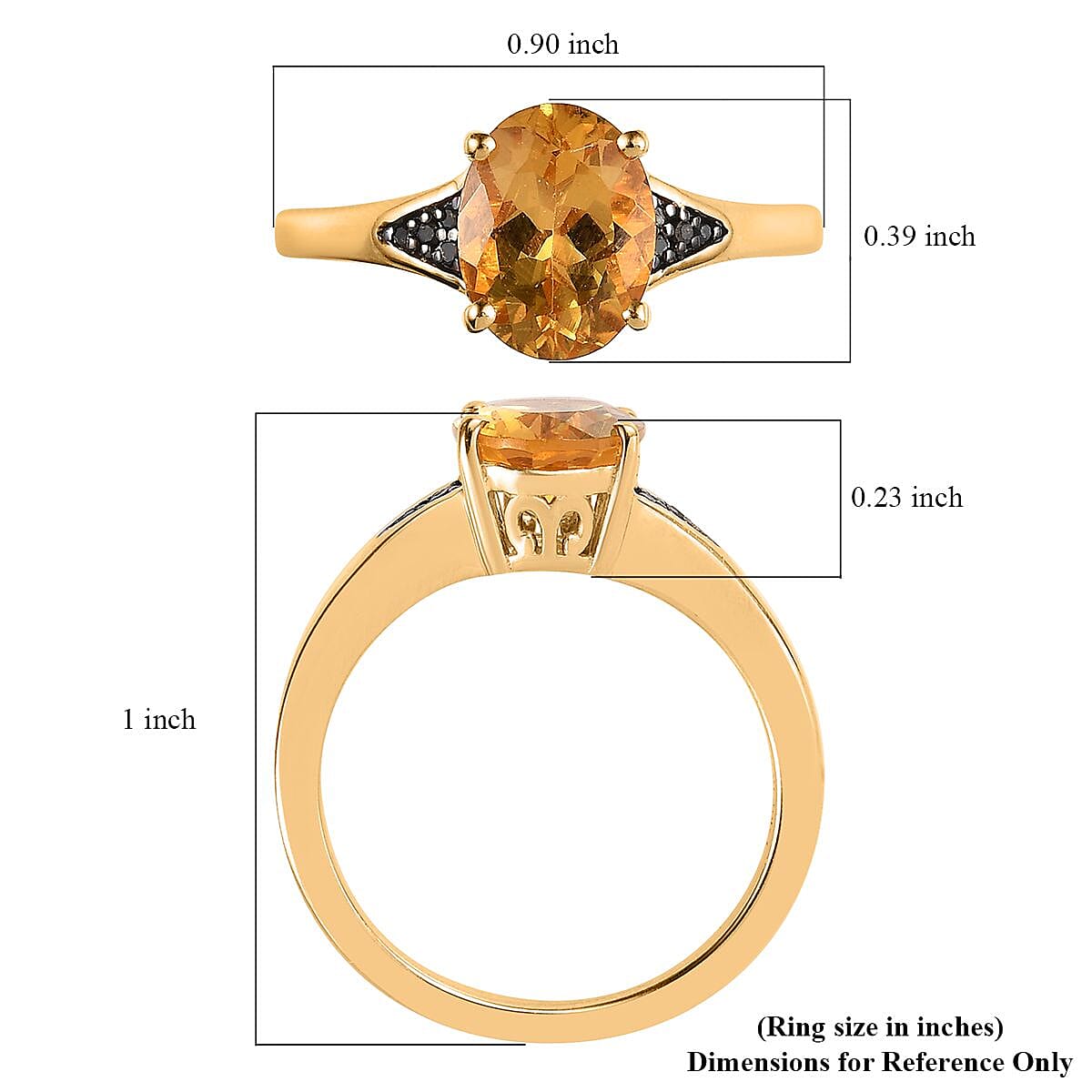 Premium Brazilian Heliodor and Black Diamond Ring in Vermeil Yellow Gold Over Sterling Silver (Size 10.0) 1.65 ctw