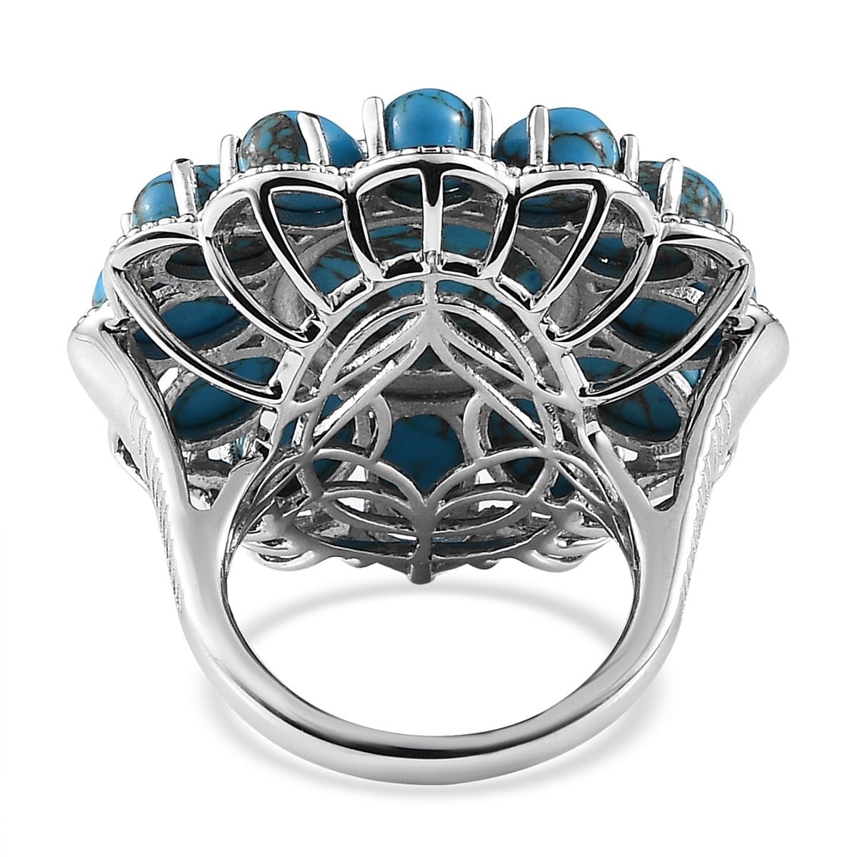 Karis Mojave Blue Turquoise 15.00 ctw Floral Ring in Platinum Bond (Size 5.0) image number 4