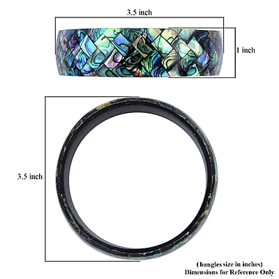 Abalone Inlay Shell With Black Resin Bangle Bracelet (7.50 in)
