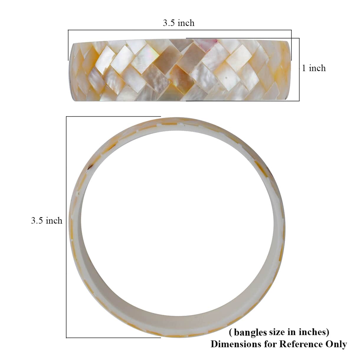 Mother of Pearl Inlay Shell With White Resin Bangle Bracelet (7.50 in) image number 4