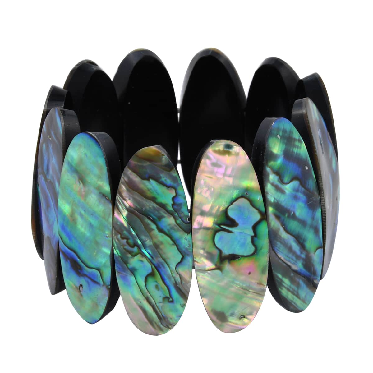 Abalone Shell Inlay Stretch Bracelet with Matching Color Resin (7.50 in) image number 0