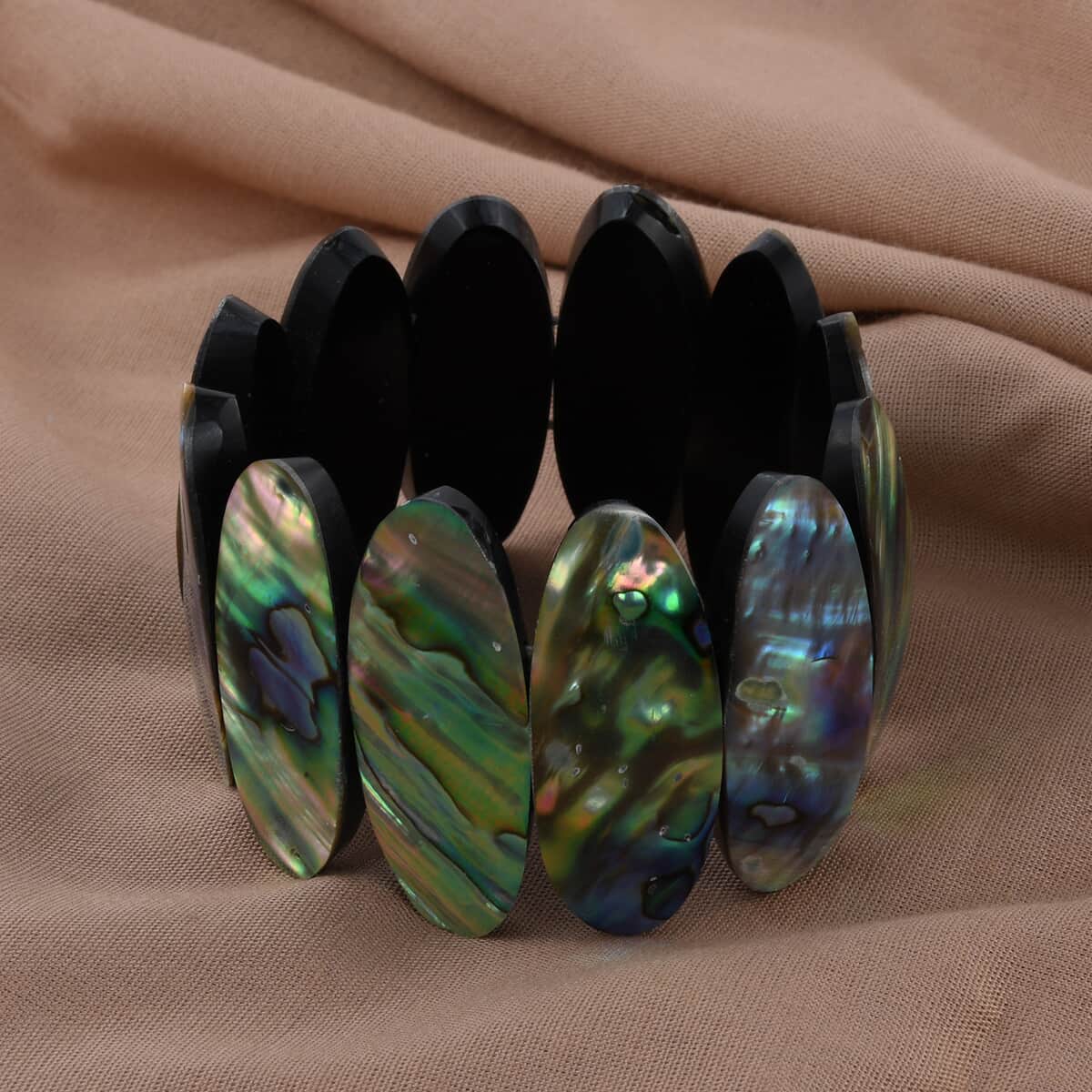 Abalone Shell Inlay Stretch Bracelet with Matching Color Resin (7.50 in) image number 1